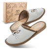 Skórzane klapki damskie kotki Slippers