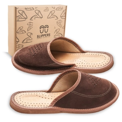 Slippers Męskie Domowe pantofle skórzane