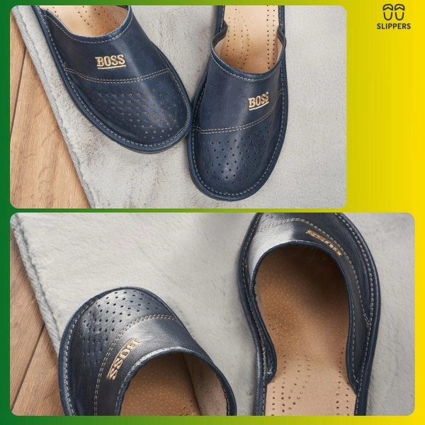 Slippers Męskie Domowe pantofle skórzane