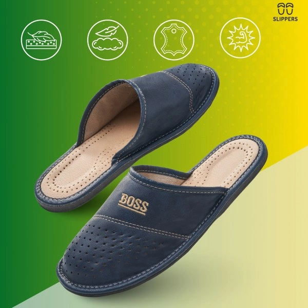 Slippers Męskie Domowe pantofle skórzane