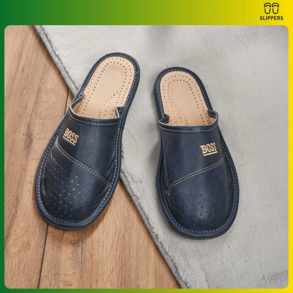 Slippers Męskie Domowe pantofle skórzane