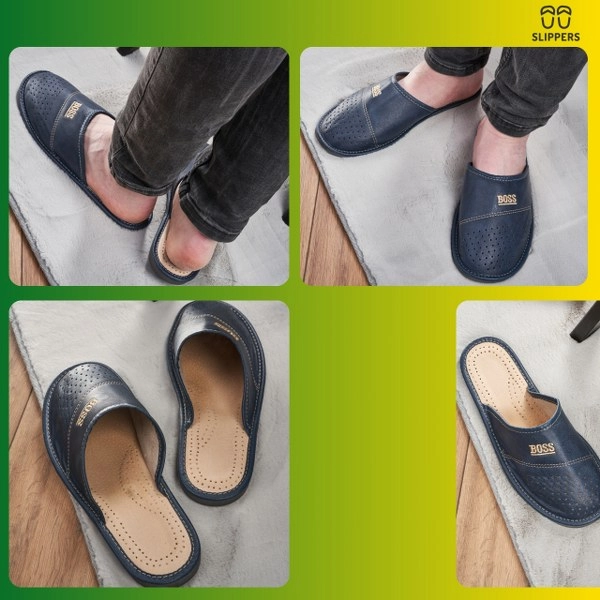 Slippers Męskie Domowe pantofle skórzane