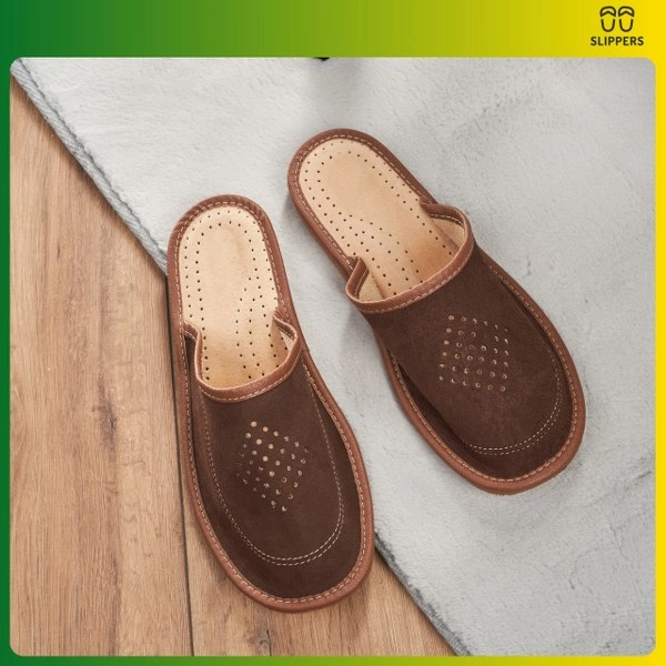 Slippers Męskie Domowe pantofle skórzane