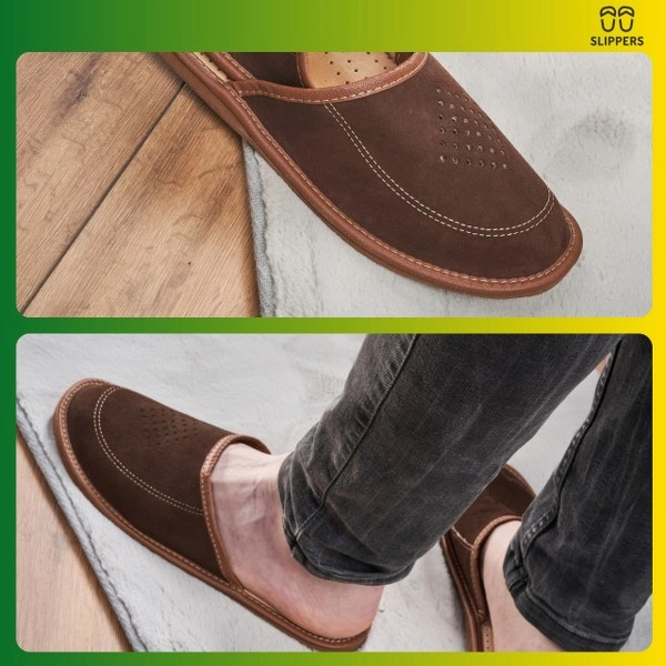 Slippers Męskie Domowe pantofle skórzane
