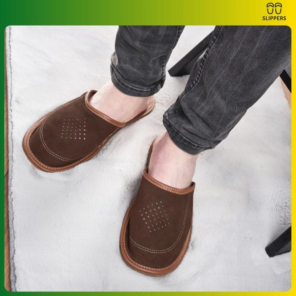 Slippers Męskie Domowe pantofle skórzane