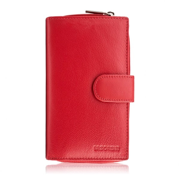 Elegancki Skórzany Portfel Damski G-12 Brødrene Czerwony