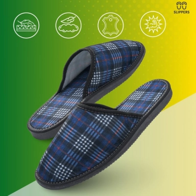 Slippers Męskie Domowe Kapcie w kratę