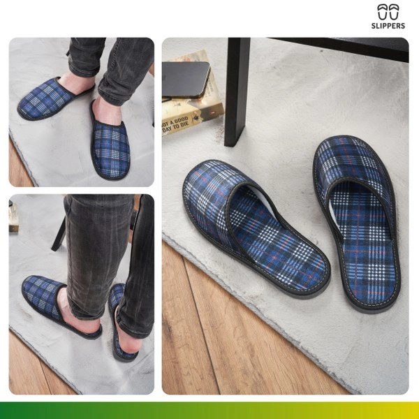 Slippers Męskie Domowe Kapcie w kratę