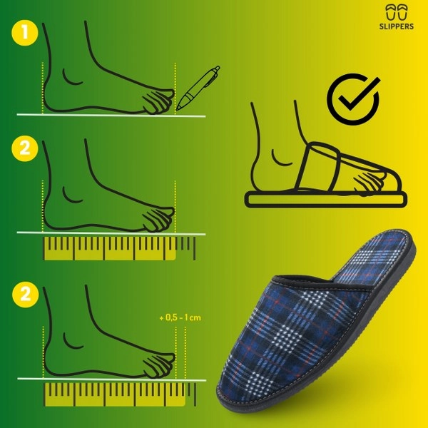 Slippers Męskie Domowe Kapcie w kratę