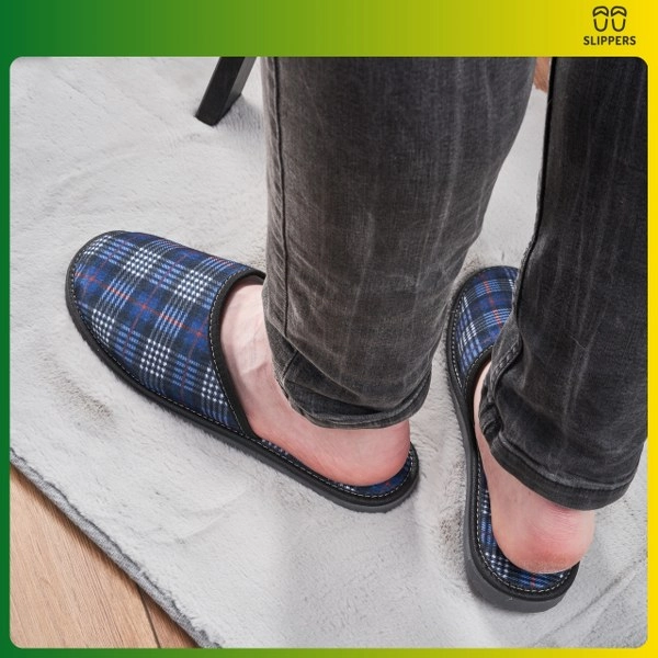 Slippers Męskie Domowe Kapcie w kratę