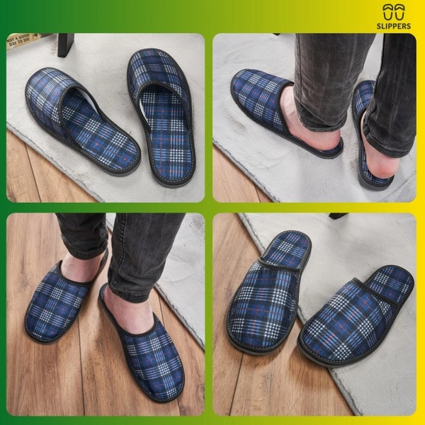 Slippers Męskie Domowe Kapcie w kratę