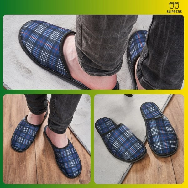 Slippers Męskie Domowe Kapcie w kratę